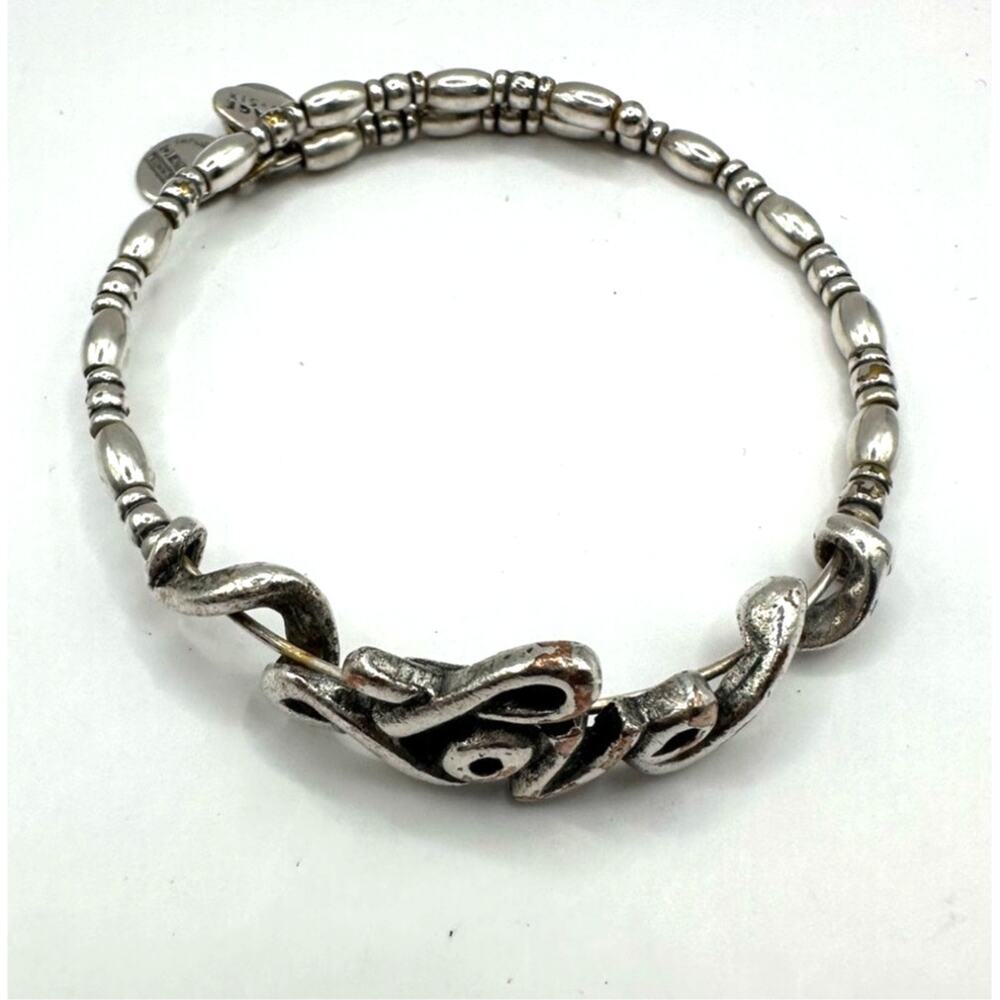 Alex & Ani LOVE Spellout Script Vintage 66 Adjustable Bracelet Silvertone